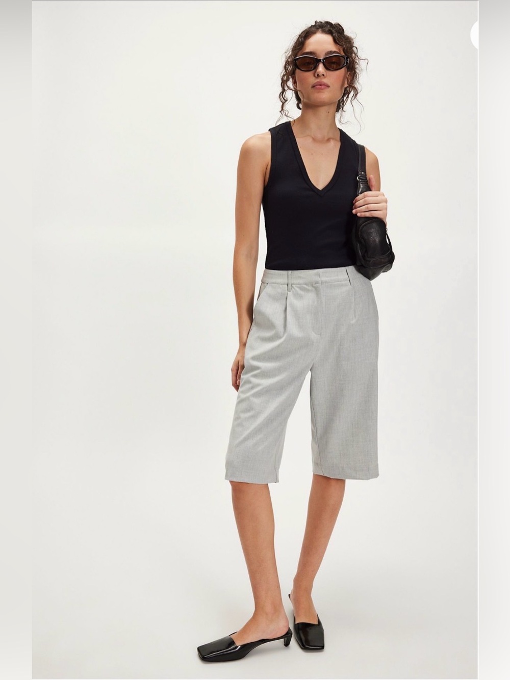 Free People Light Gray Clean Knee Lenght Trouser Shorts